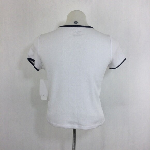 Roxy Americana Stars and Stripes Short Sleeve T-Shirt Top Bright White Small NWT - Picture 3 of 7